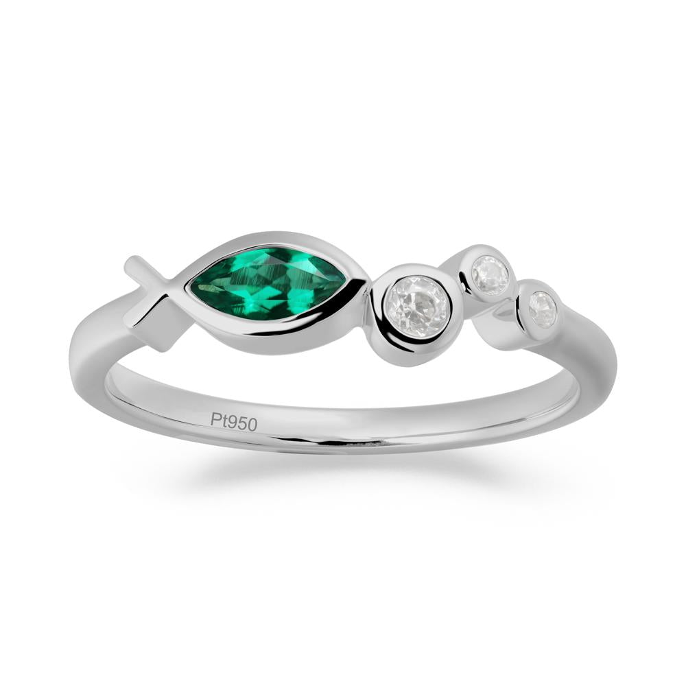 Marquise Emerald Ichthys Ring - LUO Jewelry #metal_platinum