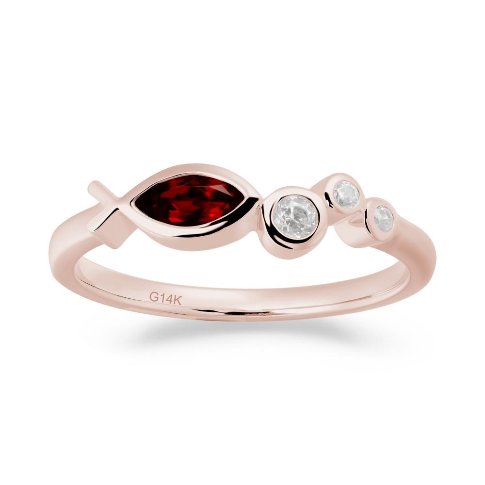 Fish Inspired Garnet Ring - LUO Jewelry #metal_14k rose gold