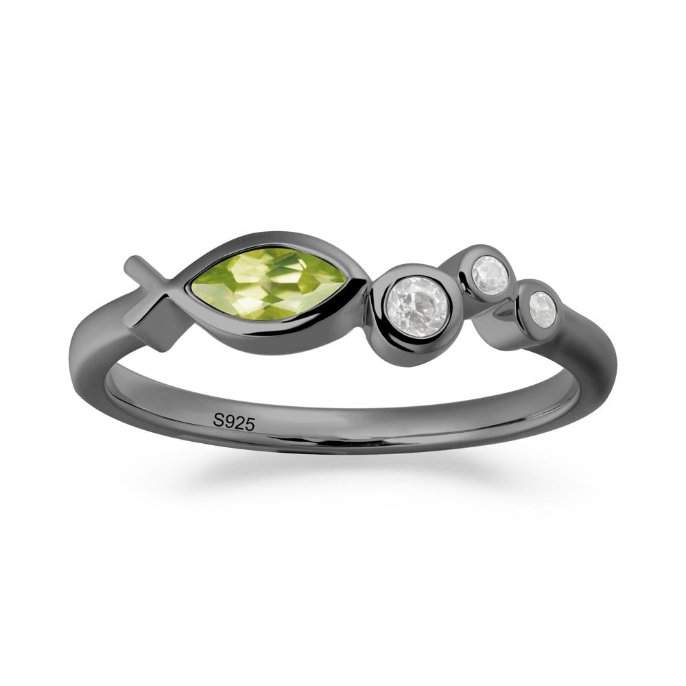 Fish Inspired Peridot Ring - LUO Jewelry #metal_black finish sterling silver