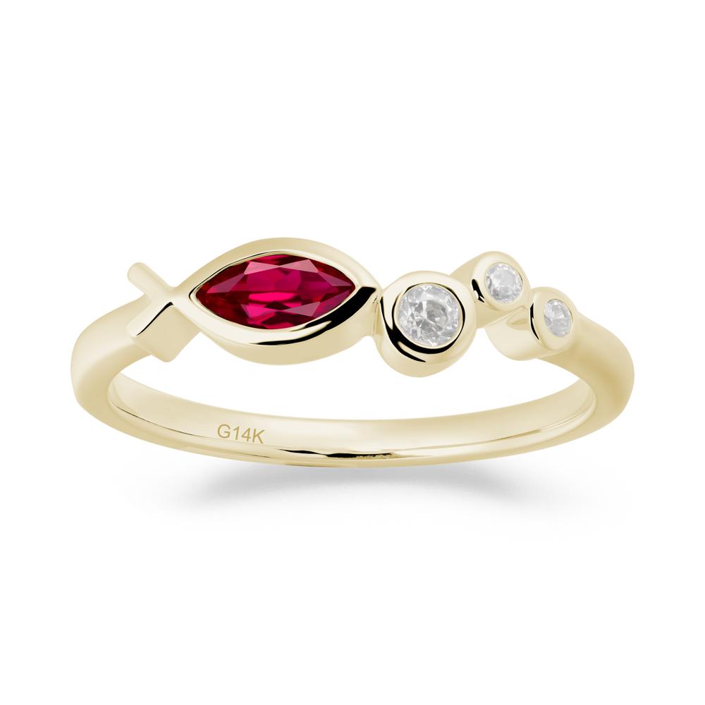 Fish Inspired Ruby Ring - LUO Jewelry #metal_14k yellow gold