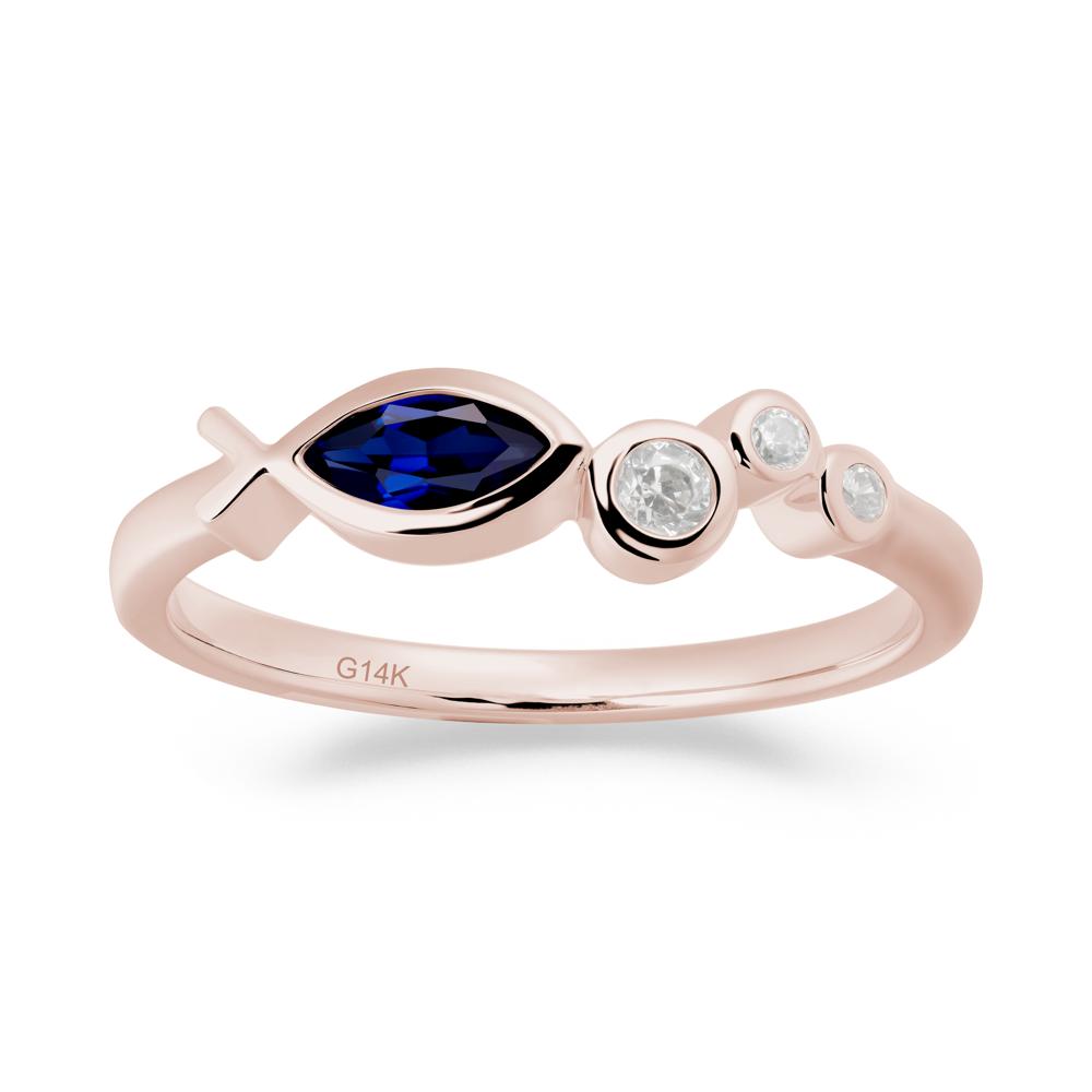 Marquise Sapphire Ichthys Ring - LUO Jewelry #metal_14k rose gold