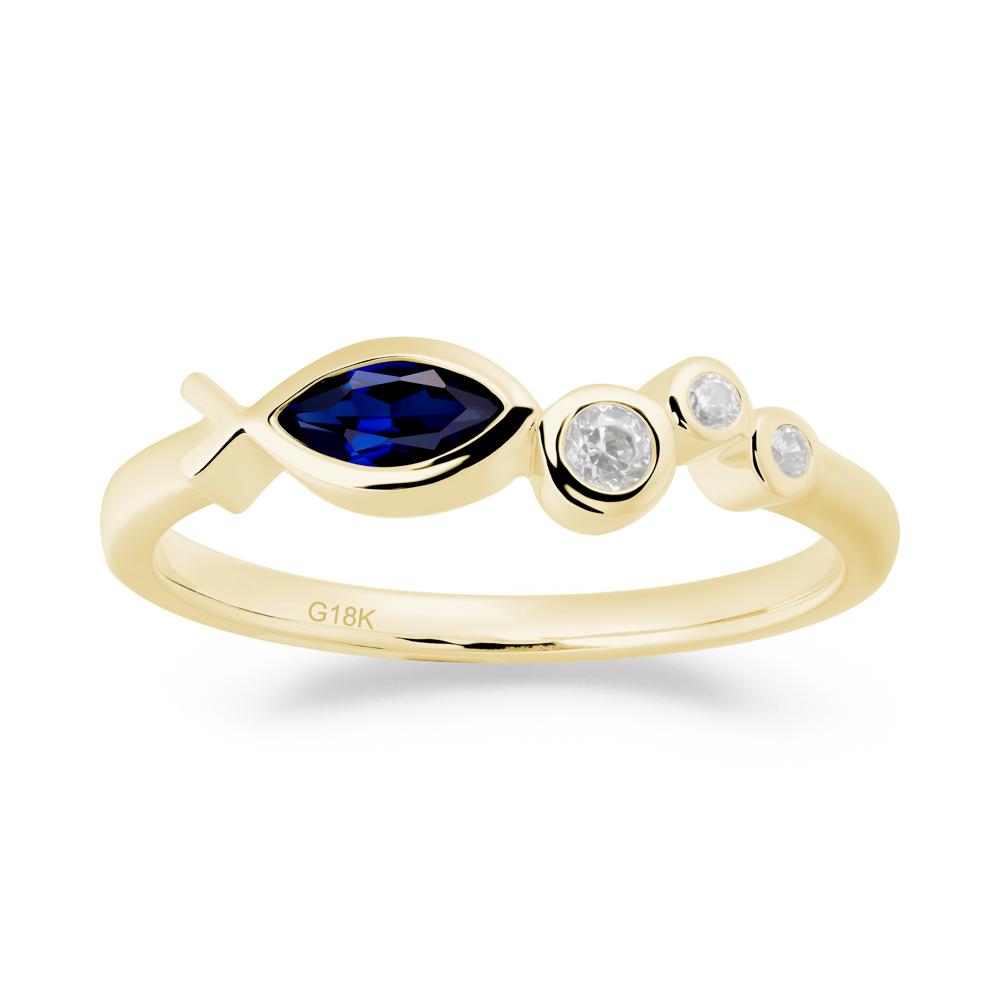 Marquise Sapphire Ichthys Ring - LUO Jewelry #metal_18k yellow gold