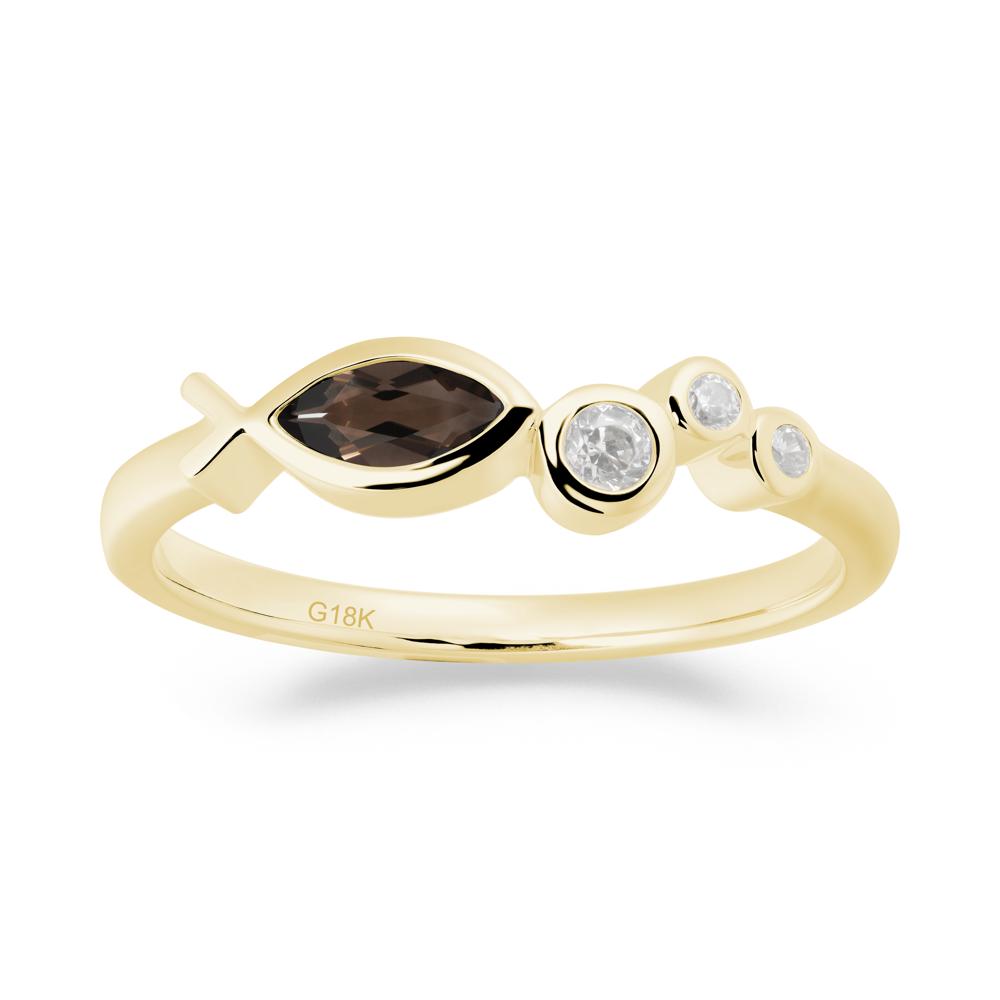 Fish Inspired Smoky Quartz Ring - LUO Jewelry #metal_18k yellow gold
