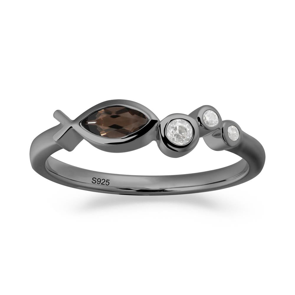 Fish Inspired Smoky Quartz Ring - LUO Jewelry #metal_black finish sterling silver