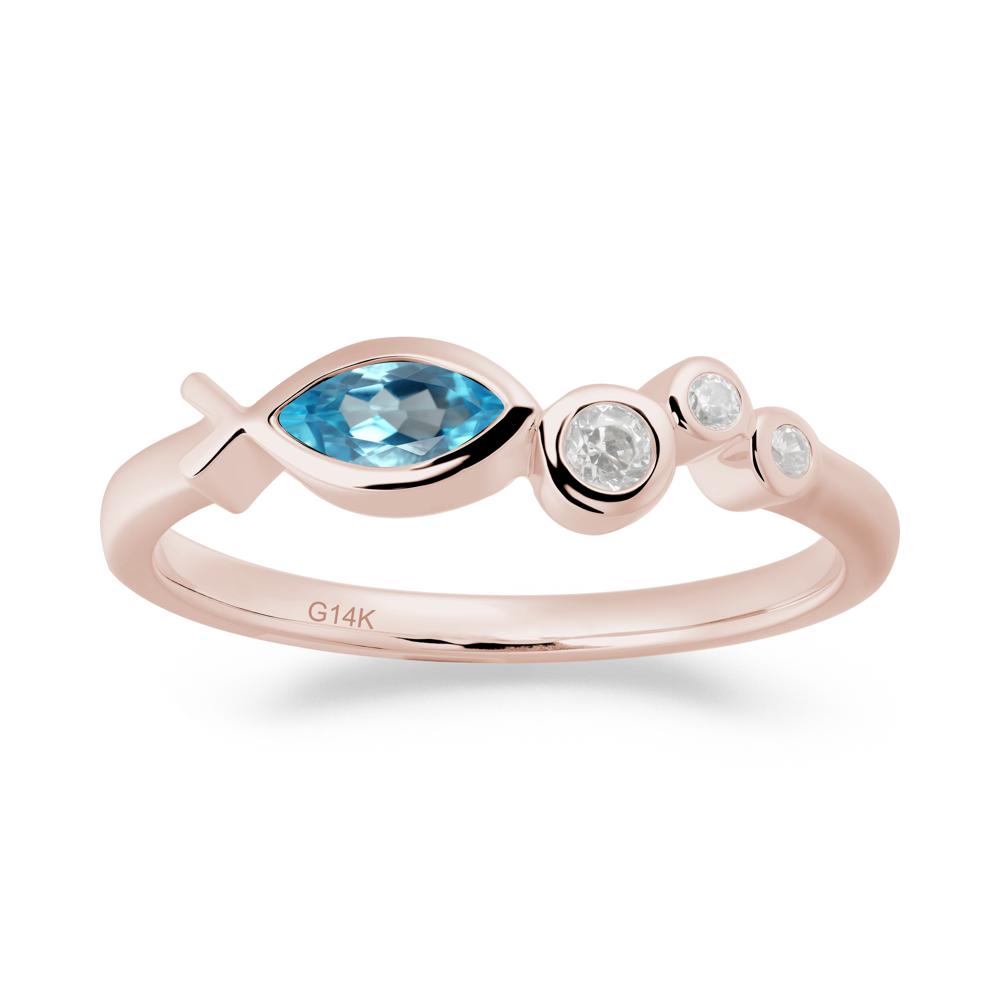 Marquise Swiss Blue Topaz Ichthys Ring - LUO Jewelry #metal_14k rose gold