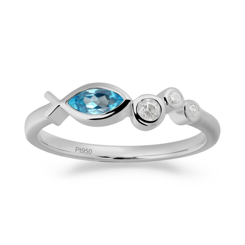 Marquise Swiss Blue Topaz Ichthys Ring - LUO Jewelry #metal_platinum