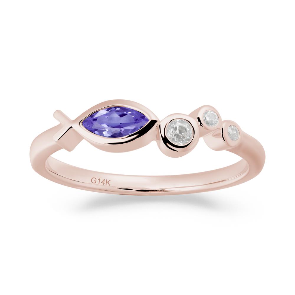 Marquise Tanzanite Ichthys Ring - LUO Jewelry #metal_14k rose gold