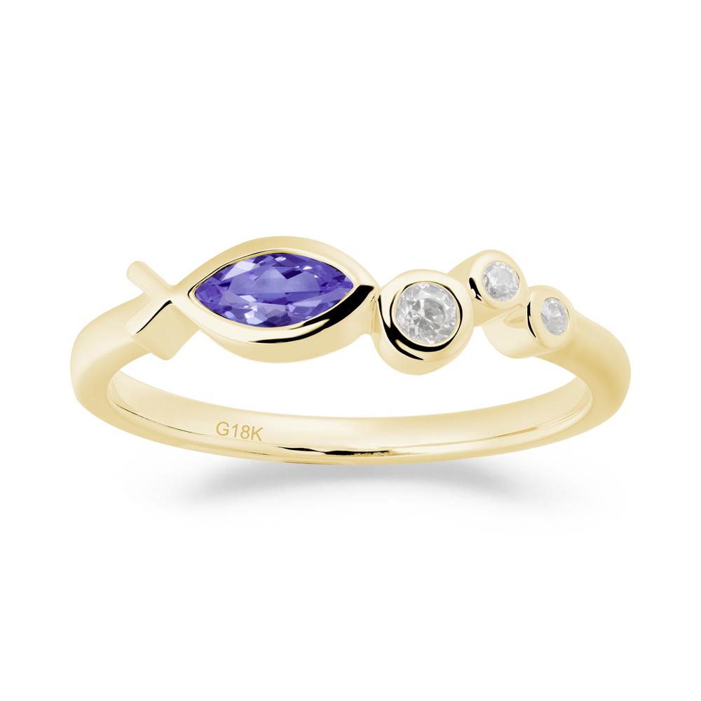 Marquise Tanzanite Ichthys Ring - LUO Jewelry #metal_18k yellow gold