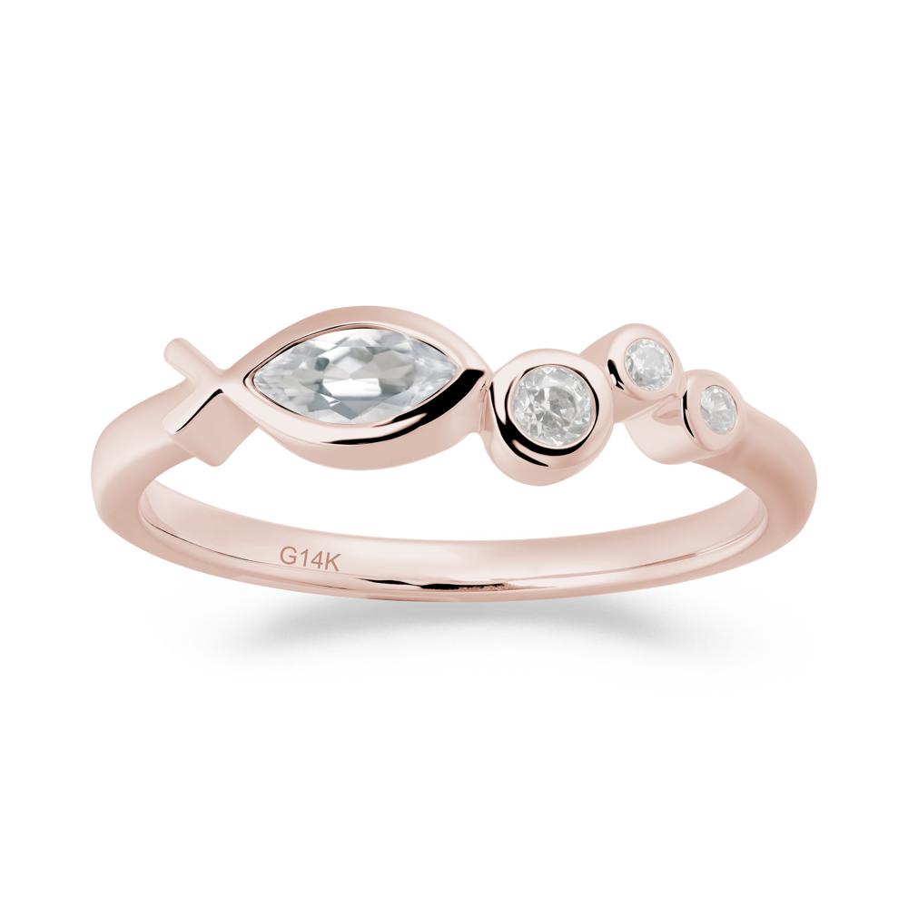 Fish Inspired White Topaz Ring - LUO Jewelry #metal_14k rose gold