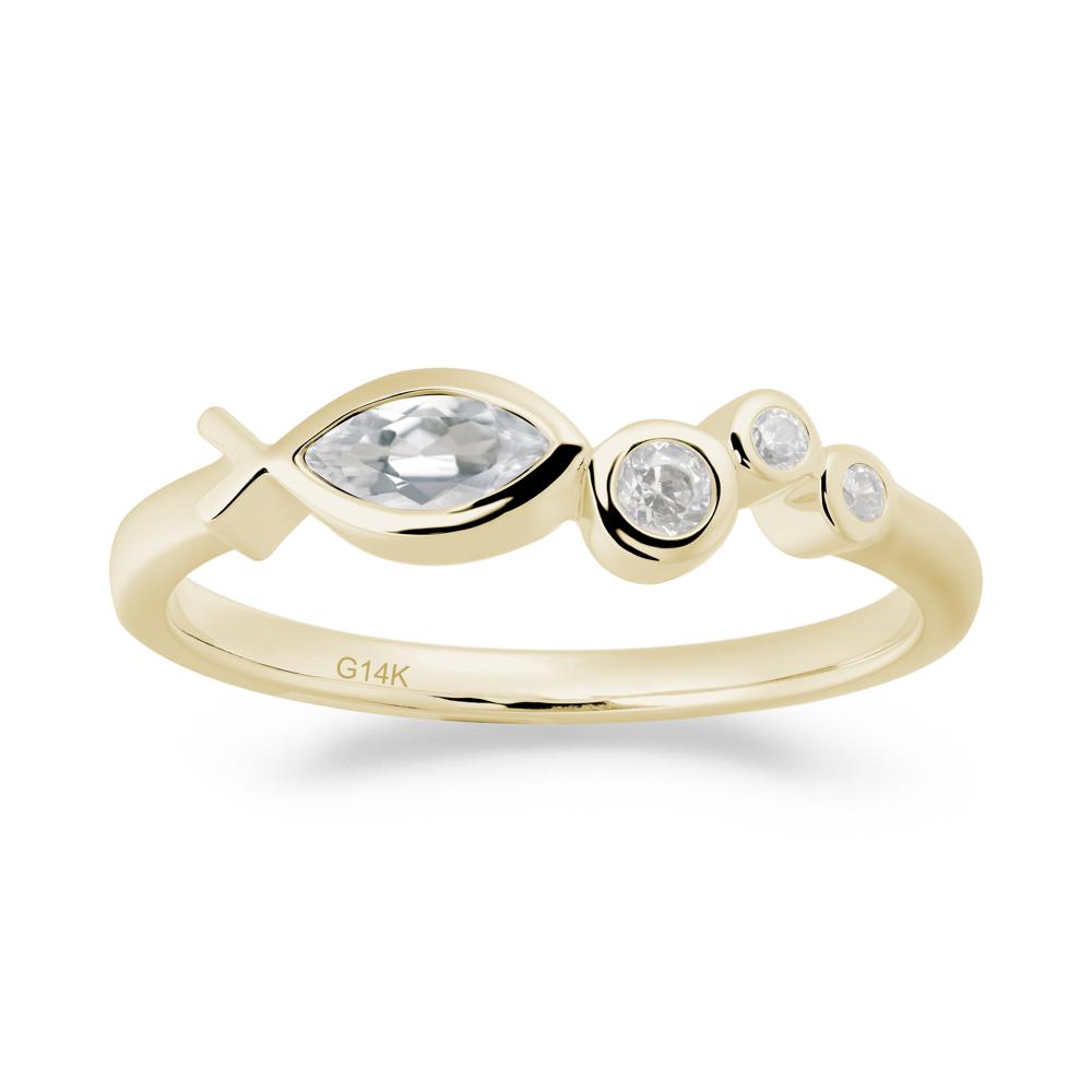 Fish Inspired White Topaz Ring - LUO Jewelry #metal_14k yellow gold
