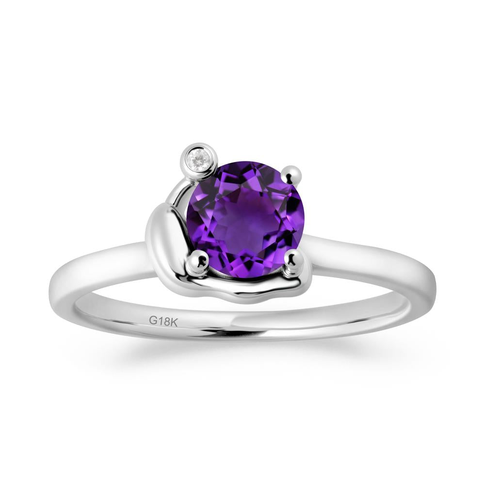 Minimalist Snail Inspired Amethyst Ring - LUO Jewelry #metal_18k white gold