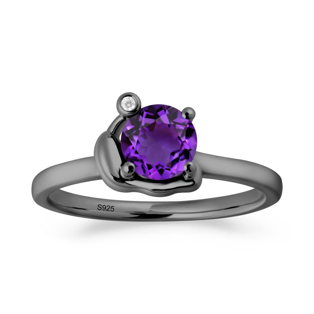 Minimalist Snail Inspired Amethyst Ring - LUO Jewelry #metal_black finish sterling silver