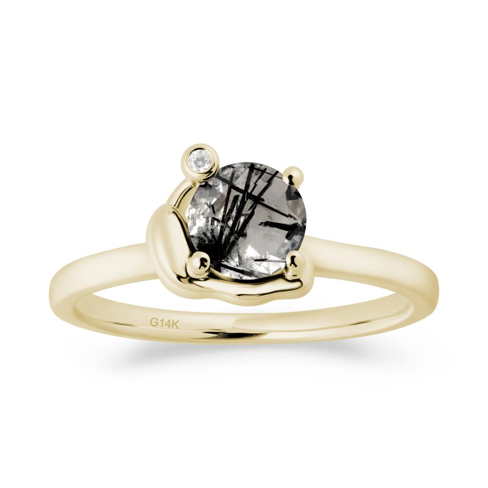 Snail Inspired Black Rutilated Quartz Ring - LUO Jewelry #metal_14k yellow gold