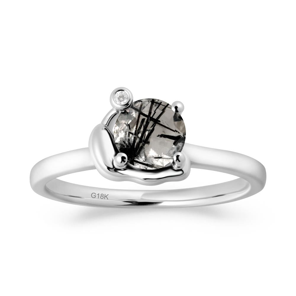 Snail Inspired Black Rutilated Quartz Ring - LUO Jewelry #metal_18k white gold