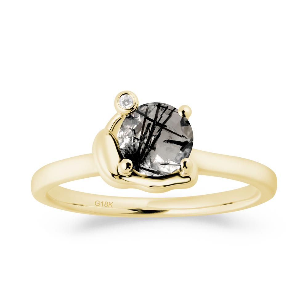 Snail Inspired Black Rutilated Quartz Ring - LUO Jewelry #metal_18k yellow gold