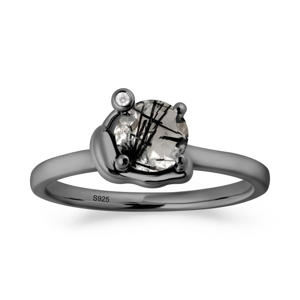 Snail Inspired Black Rutilated Quartz Ring - LUO Jewelry #metal_black finish sterling silver