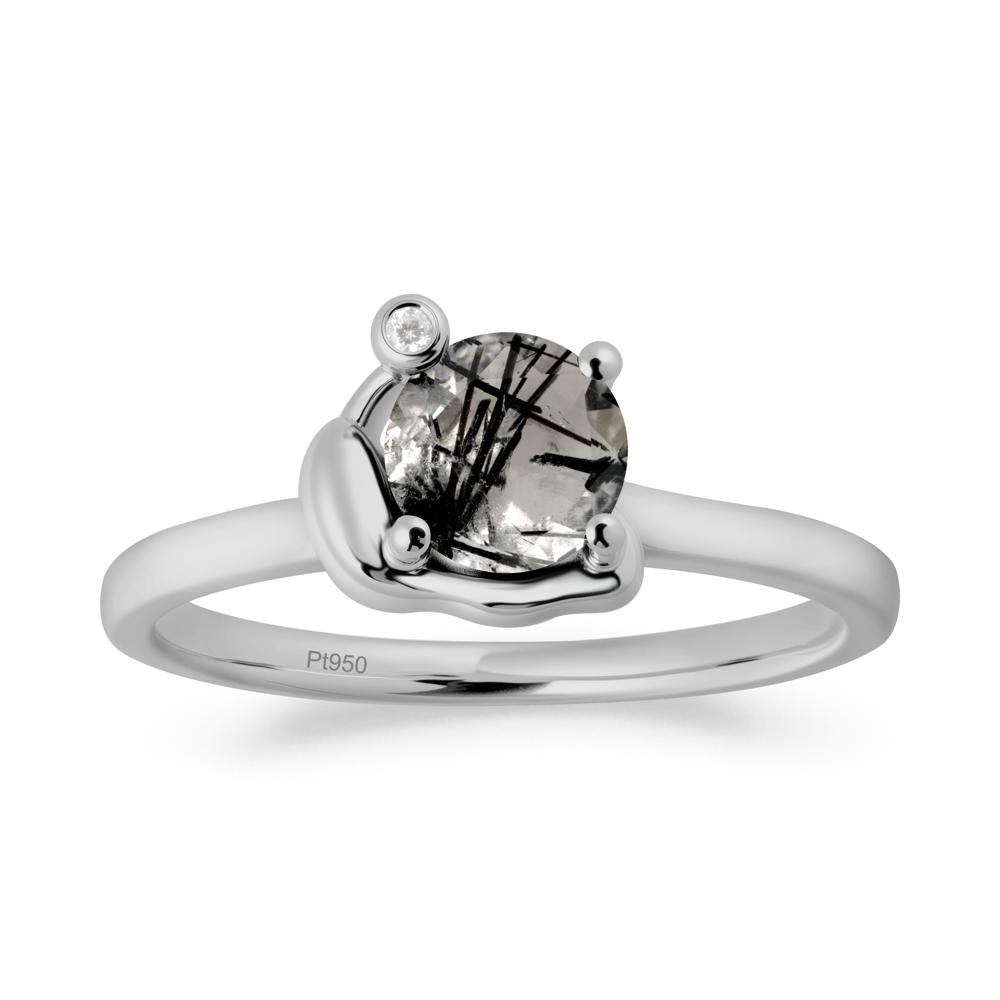 Snail Inspired Black Rutilated Quartz Ring - LUO Jewelry #metal_platinum