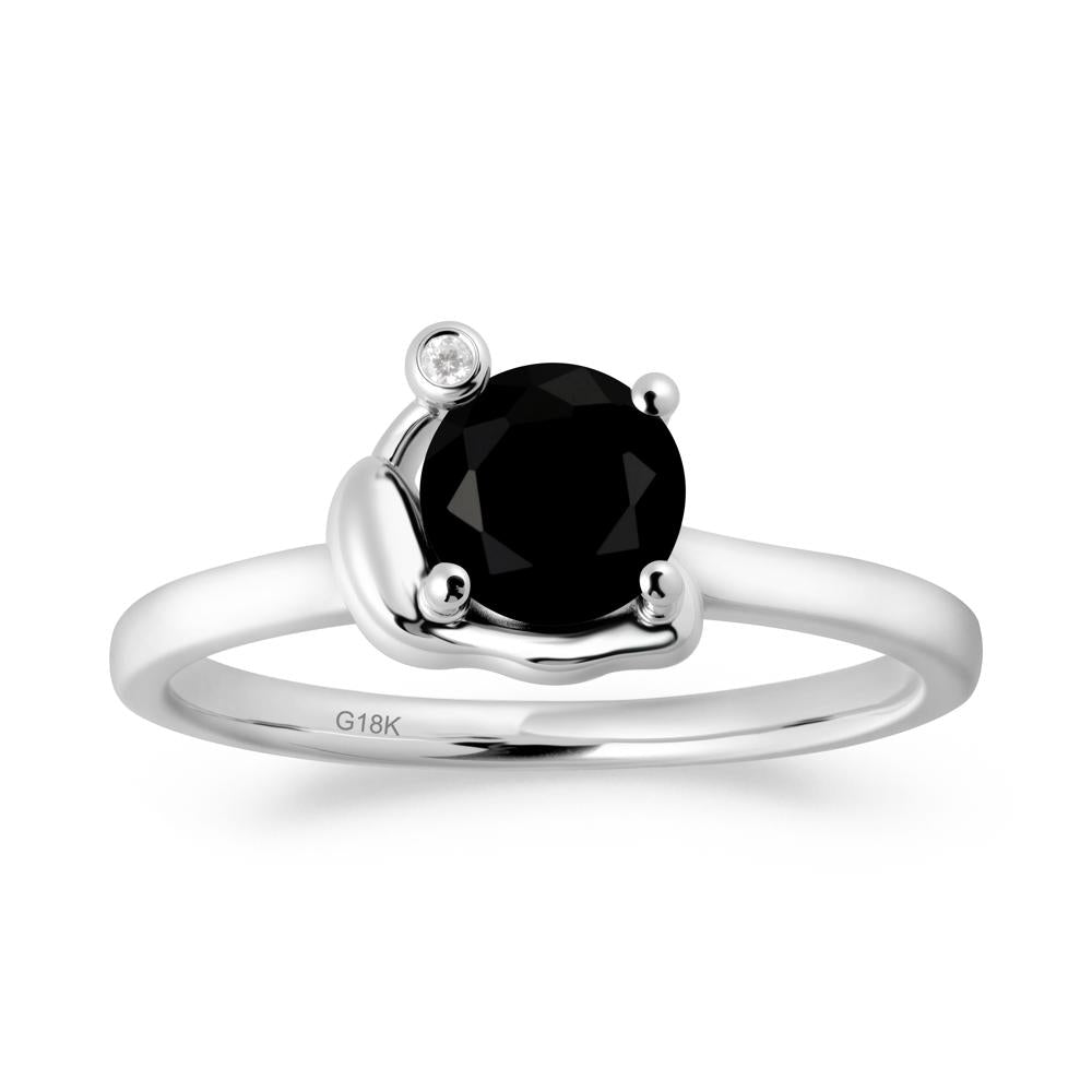 Snail Inspired Black Spinel Ring - LUO Jewelry #metal_18k white gold