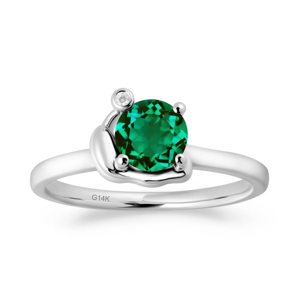 Snail Inspired Emerald Ring - LUO Jewelry #metal_14k white gold