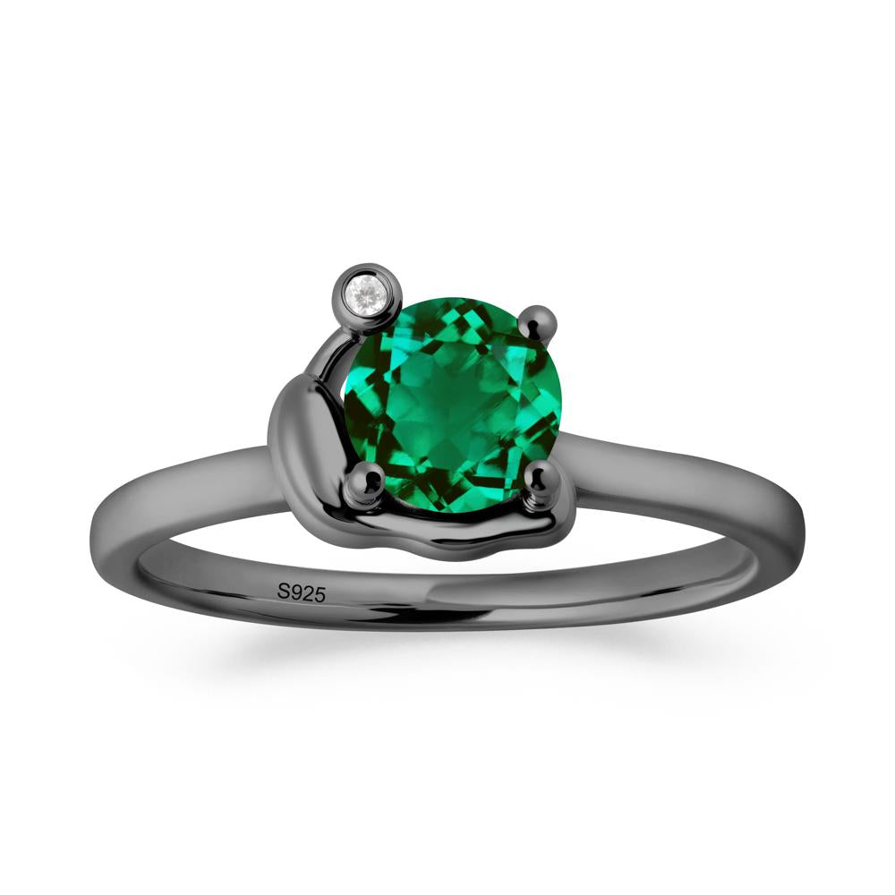Snail Inspired Emerald Ring - LUO Jewelry #metal_black finish sterling silver