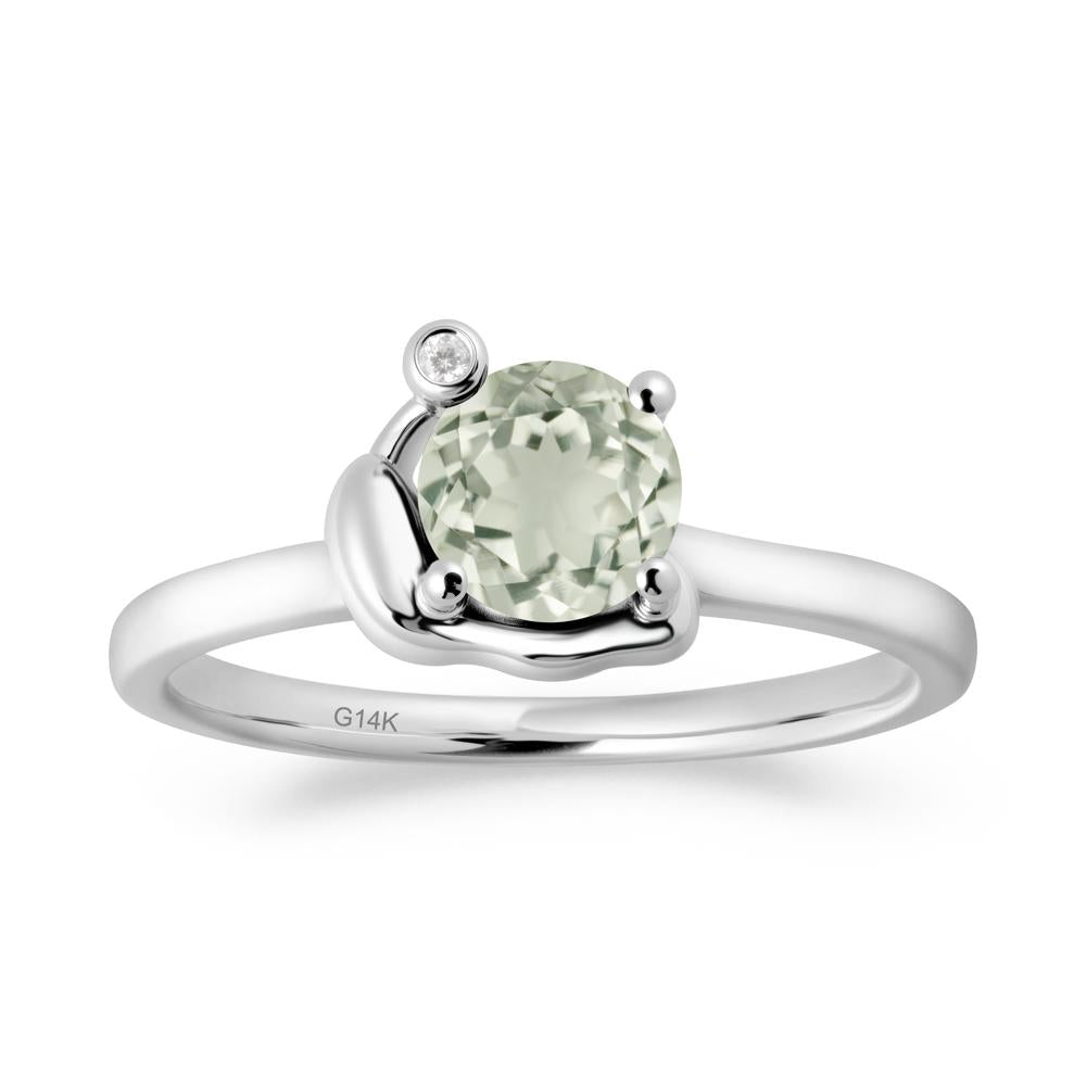 Minimalist Snail Inspired Green Amethyst Ring - LUO Jewelry #metal_14k white gold