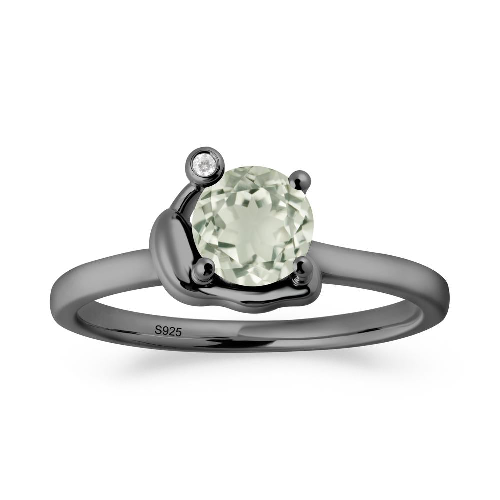 Minimalist Snail Inspired Green Amethyst Ring - LUO Jewelry #metal_black finish sterling silver