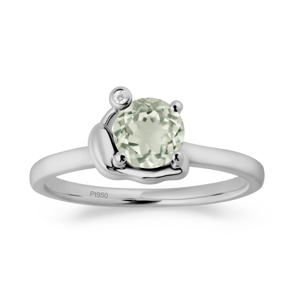 Minimalist Snail Inspired Green Amethyst Ring - LUO Jewelry #metal_platinum