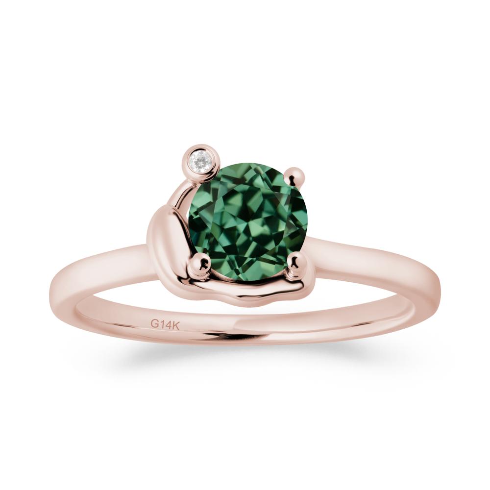 Minimalist Snail Inspired Green Sapphire Ring - LUO Jewelry #metal_14k rose gold