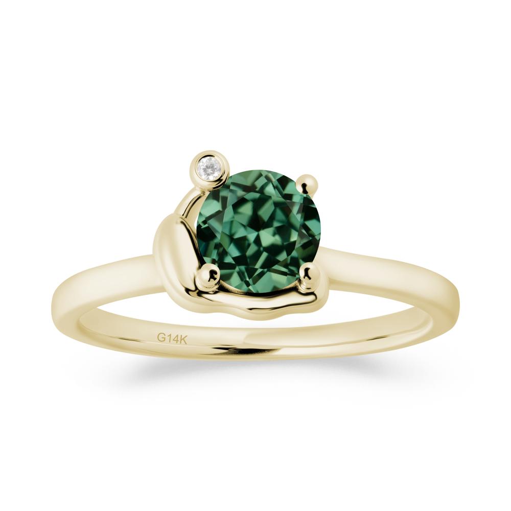 Minimalist Snail Inspired Green Sapphire Ring - LUO Jewelry #metal_14k yellow gold