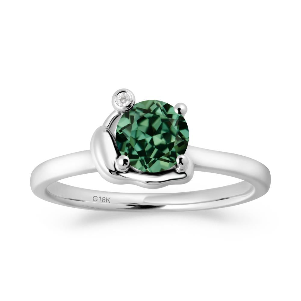 Minimalist Snail Inspired Green Sapphire Ring - LUO Jewelry #metal_18k white gold