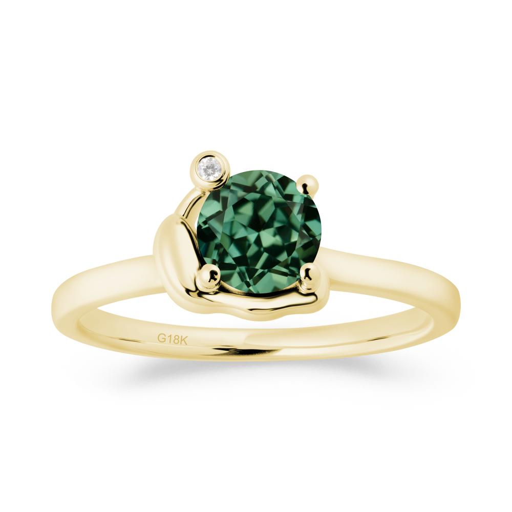 Minimalist Snail Inspired Green Sapphire Ring - LUO Jewelry #metal_18k yellow gold
