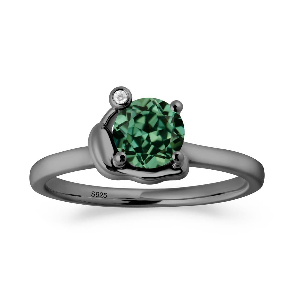 Minimalist Snail Inspired Green Sapphire Ring - LUO Jewelry #metal_black finish sterling silver