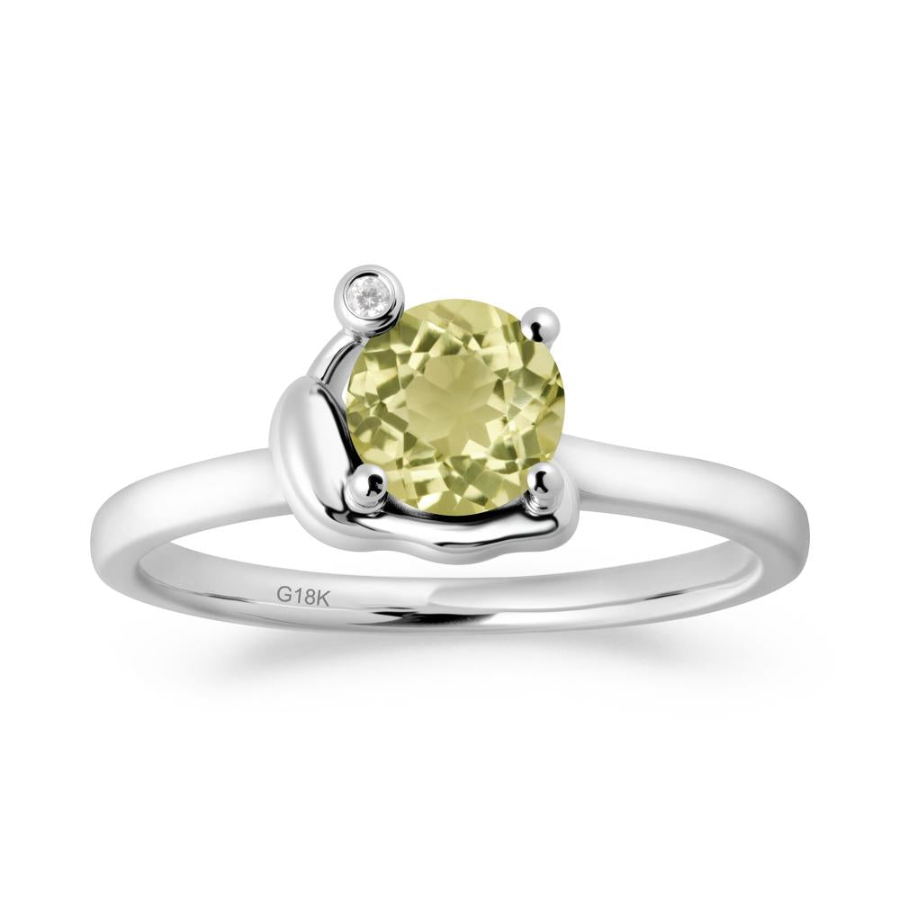 Minimalist Snail Inspired Lemon Quartz Ring - LUO Jewelry #metal_18k white gold
