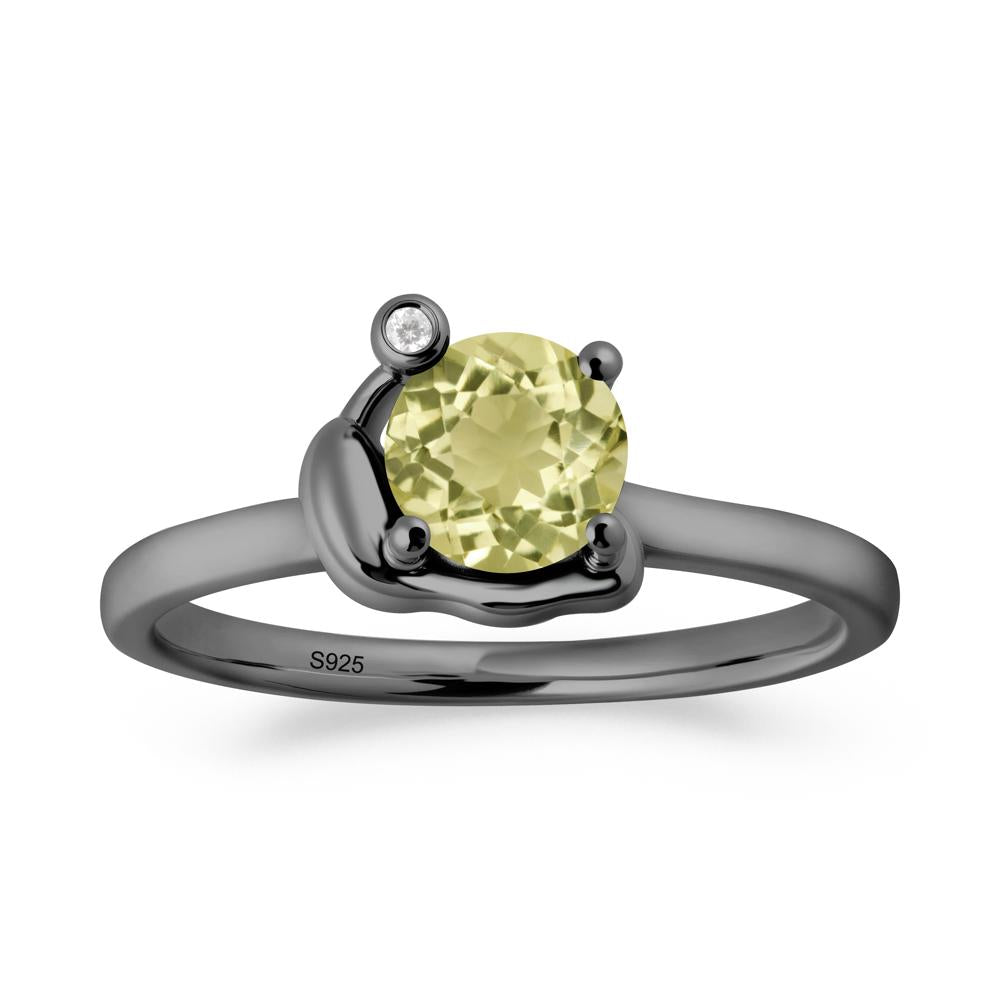 Minimalist Snail Inspired Lemon Quartz Ring - LUO Jewelry #metal_black finish sterling silver