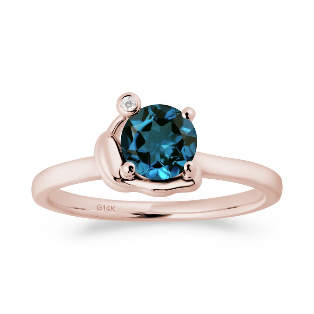 Minimalist Snail Inspired London Blue Topaz Ring - LUO Jewelry #metal_14k rose gold