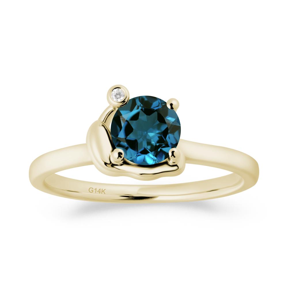 Minimalist Snail Inspired London Blue Topaz Ring - LUO Jewelry #metal_14k yellow gold
