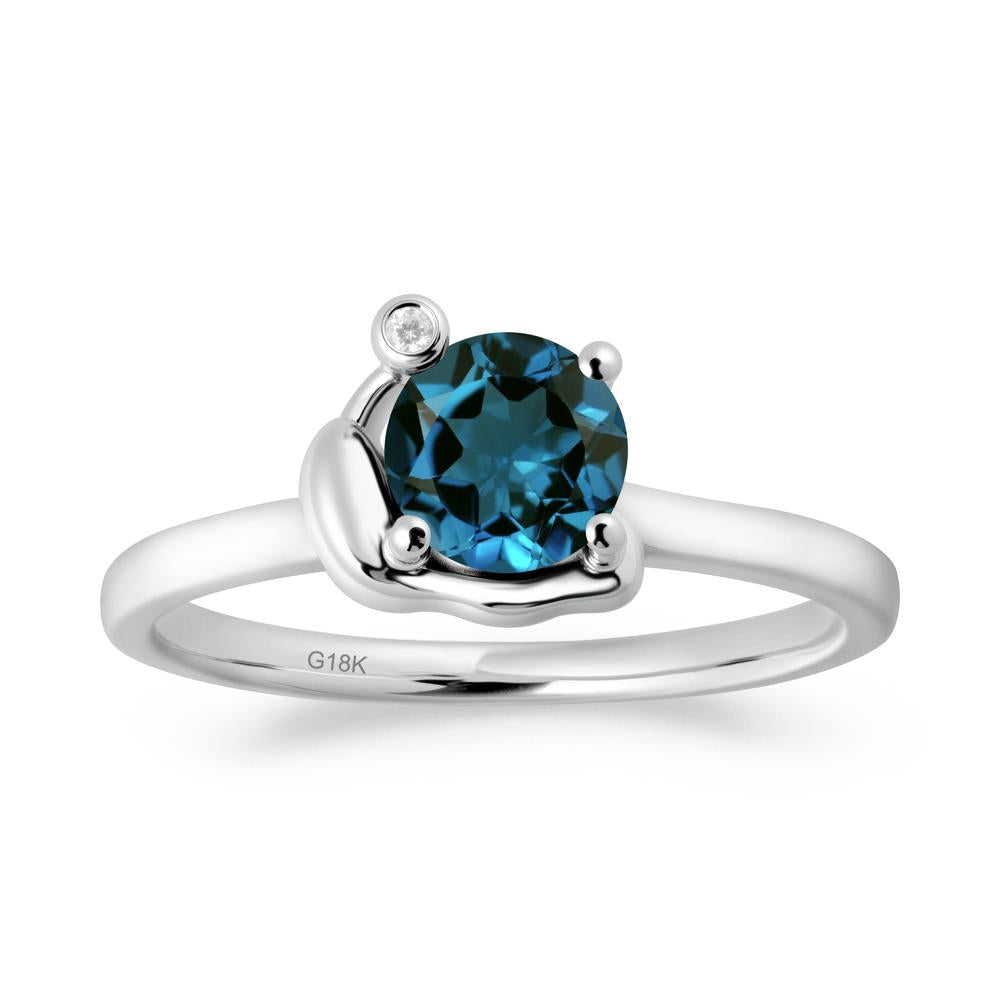 Minimalist Snail Inspired London Blue Topaz Ring - LUO Jewelry #metal_18k white gold