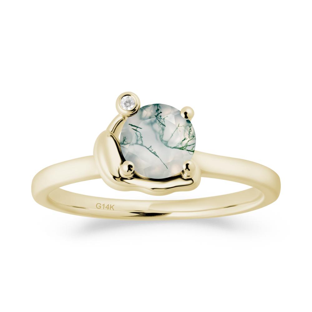 Snail Inspired Moss Agate Ring - LUO Jewelry #metal_14k yellow gold