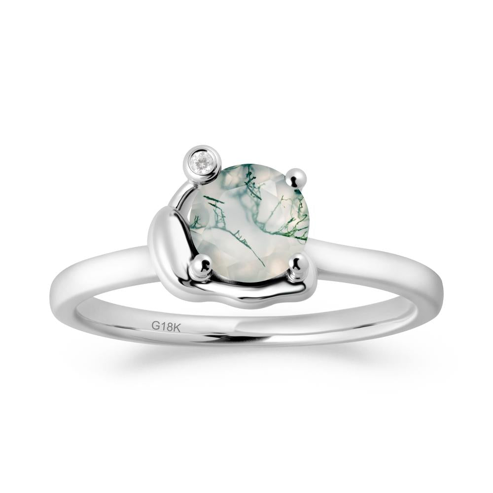 Snail Inspired Moss Agate Ring - LUO Jewelry #metal_18k white gold