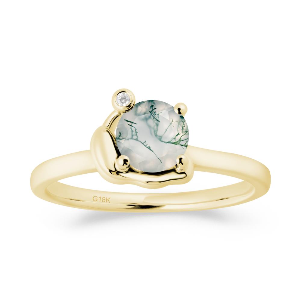 Snail Inspired Moss Agate Ring - LUO Jewelry #metal_18k yellow gold