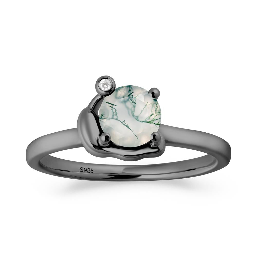 Snail Inspired Moss Agate Ring - LUO Jewelry #metal_black finish sterling silver