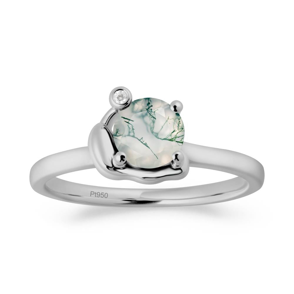 Snail Inspired Moss Agate Ring - LUO Jewelry #metal_platinum