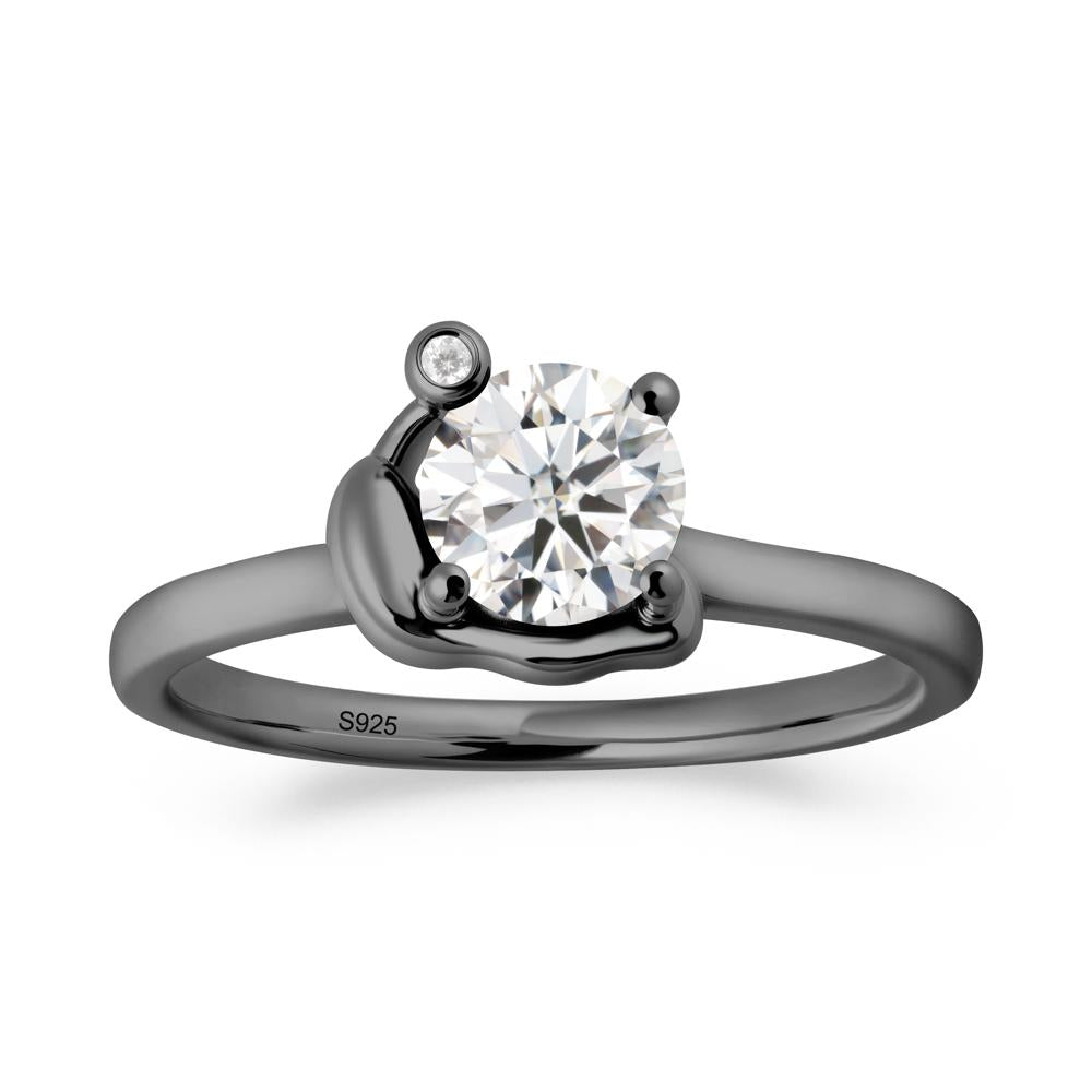 Minimalist Snail Inspired Moissanite Ring - LUO Jewelry #metal_black finish sterling silver