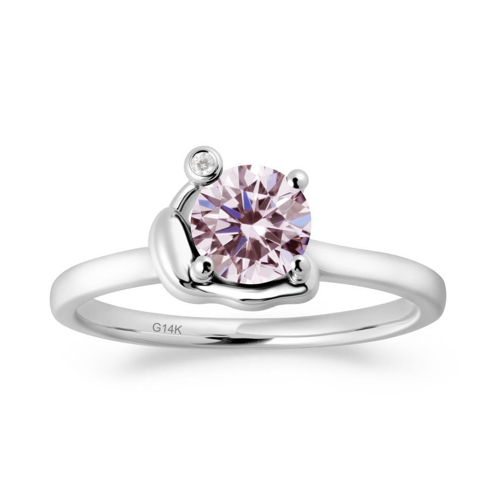 Snail Inspired Pink Cubic Zirconia Ring - LUO Jewelry #metal_14k white gold