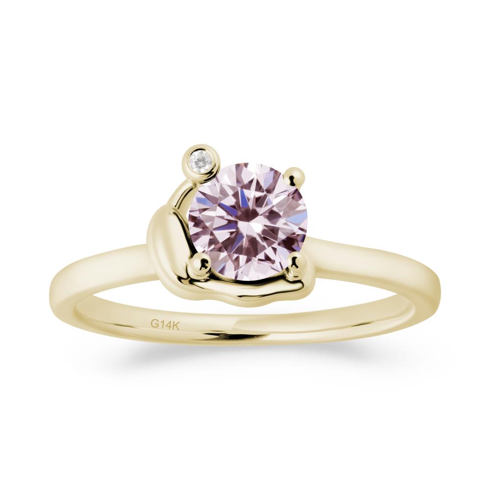 Snail Inspired Pink Cubic Zirconia Ring - LUO Jewelry #metal_14k yellow gold