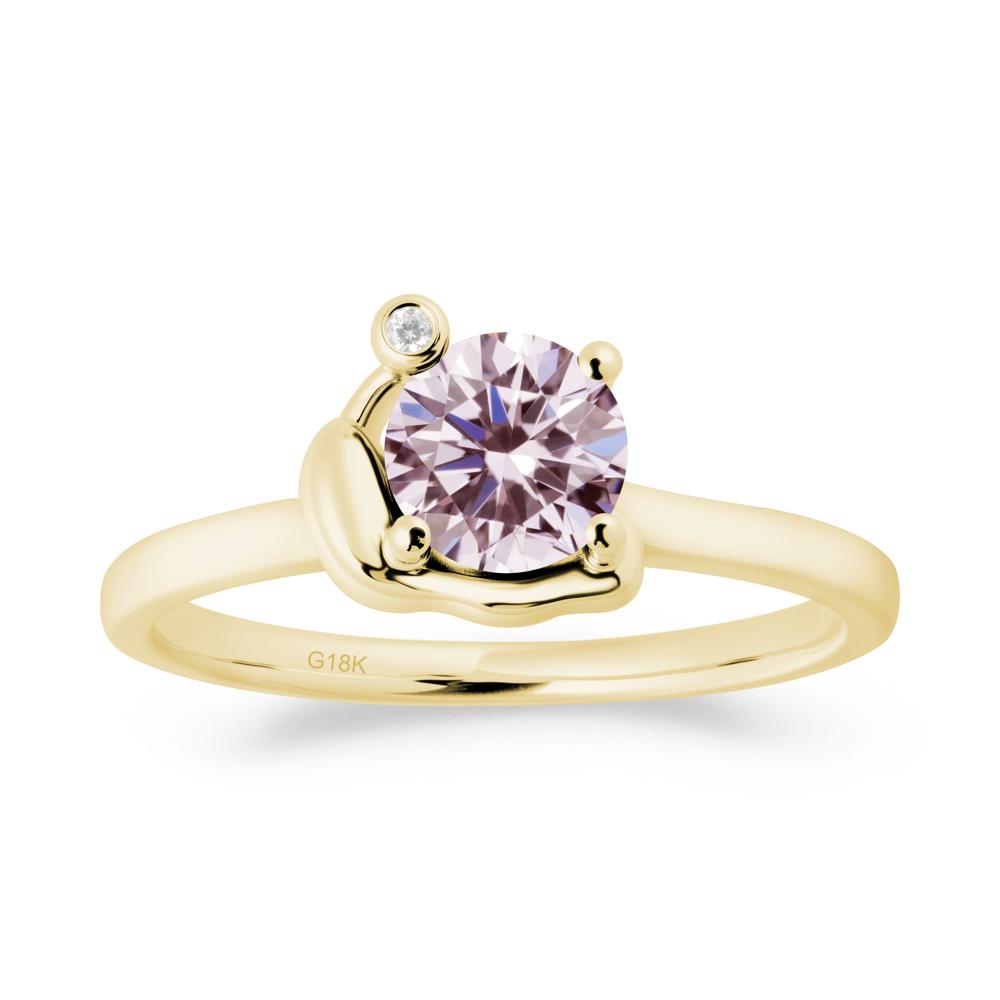 Snail Inspired Pink Cubic Zirconia Ring - LUO Jewelry #metal_18k yellow gold