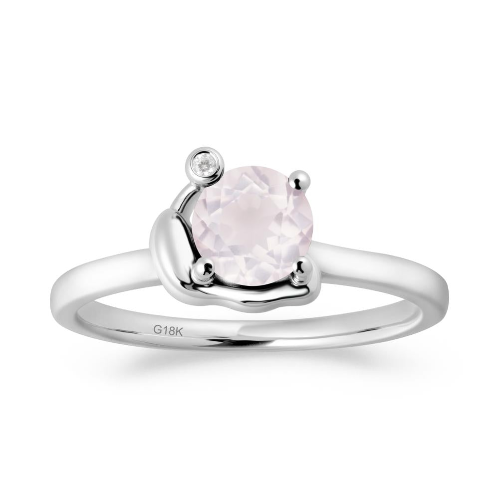 Minimalist Snail Inspired Rose Quartz Ring - LUO Jewelry #metal_18k white gold