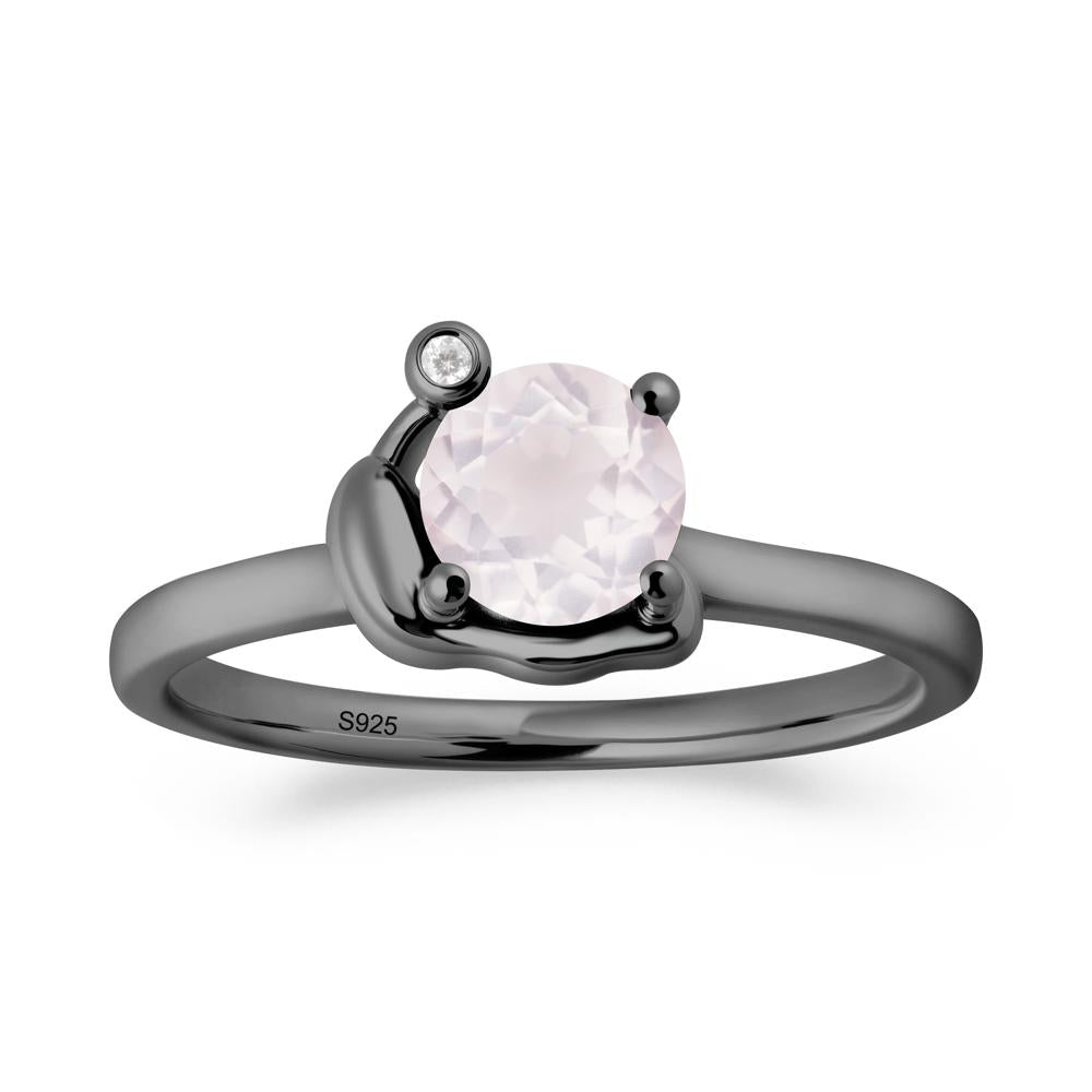 Minimalist Snail Inspired Rose Quartz Ring - LUO Jewelry #metal_black finish sterling silver