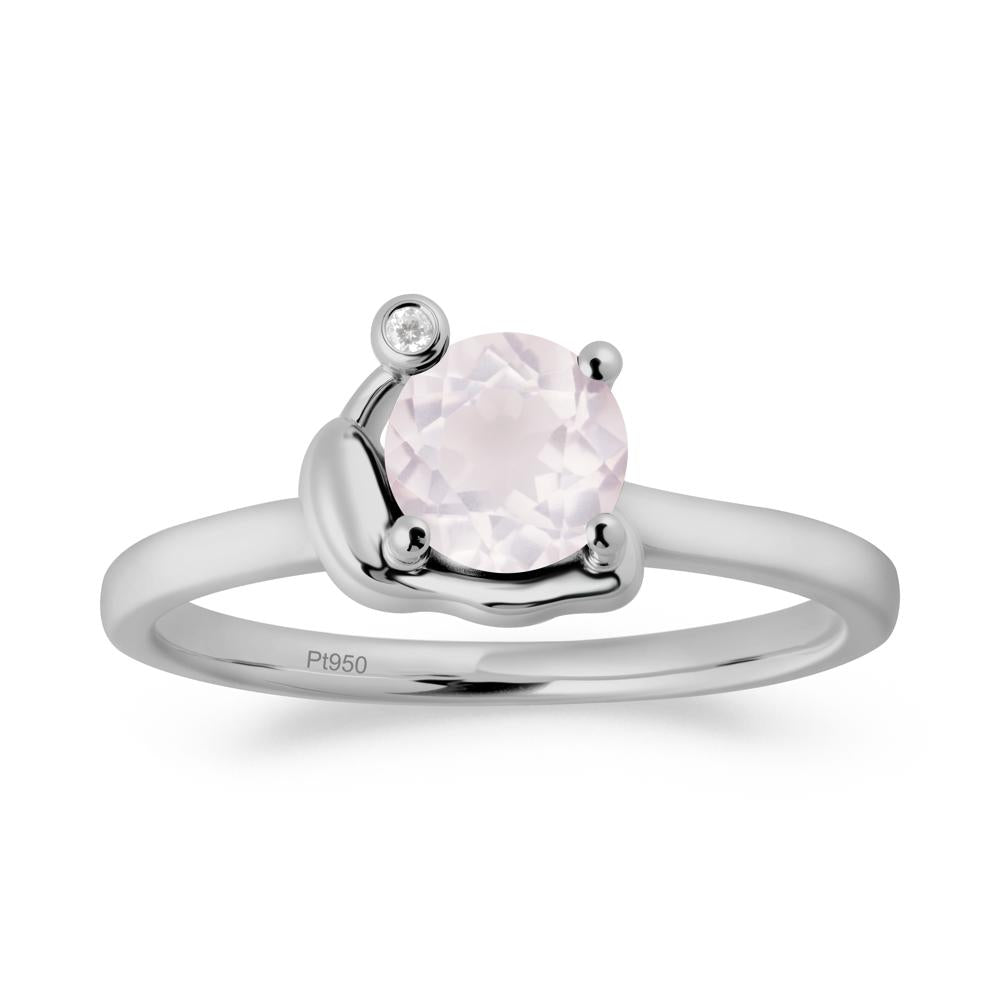 Minimalist Snail Inspired Rose Quartz Ring - LUO Jewelry #metal_platinum