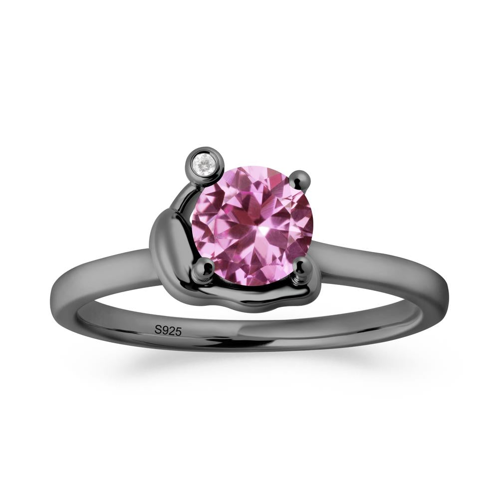 Minimalist Snail Inspired Pink Sapphire Ring - LUO Jewelry #metal_black finish sterling silver